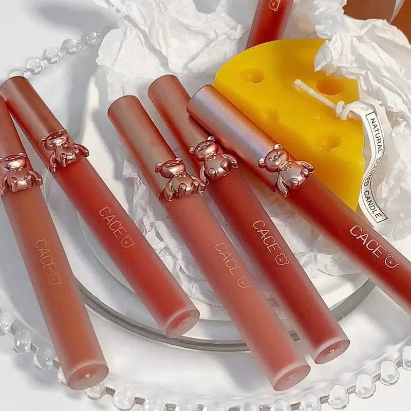 Matte Velvet Bear Liquid Lipstick in Adorable Rose Gold Packaging - Cosparty