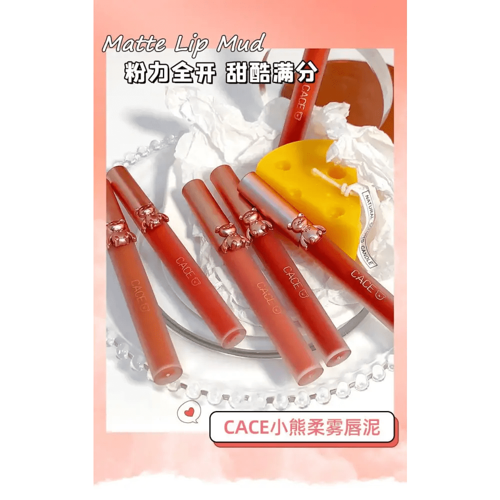 Matte Velvet Bear Liquid Lipstick in Adorable Rose Gold Packaging - Cosparty