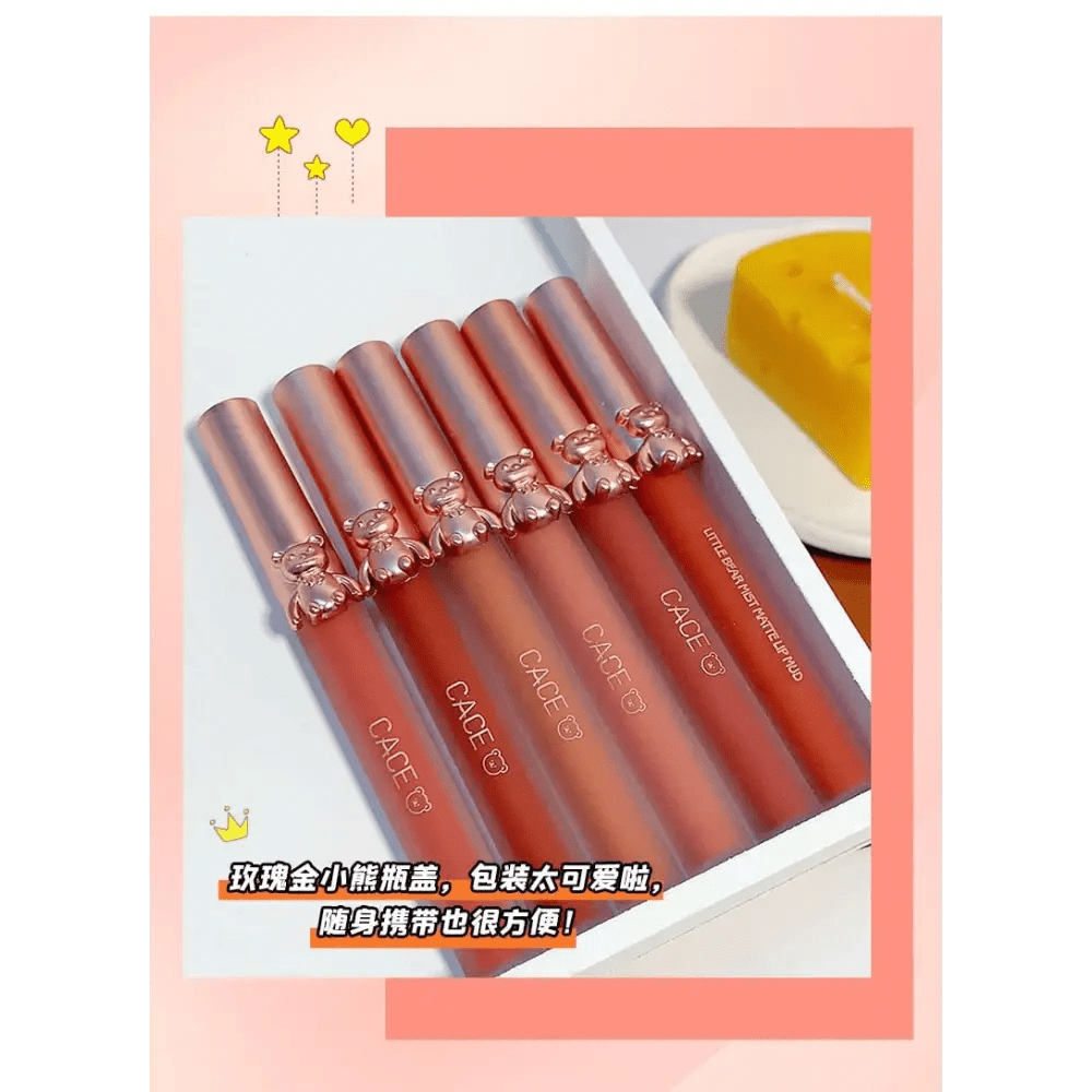 Matte Velvet Bear Liquid Lipstick in Adorable Rose Gold Packaging - Cosparty