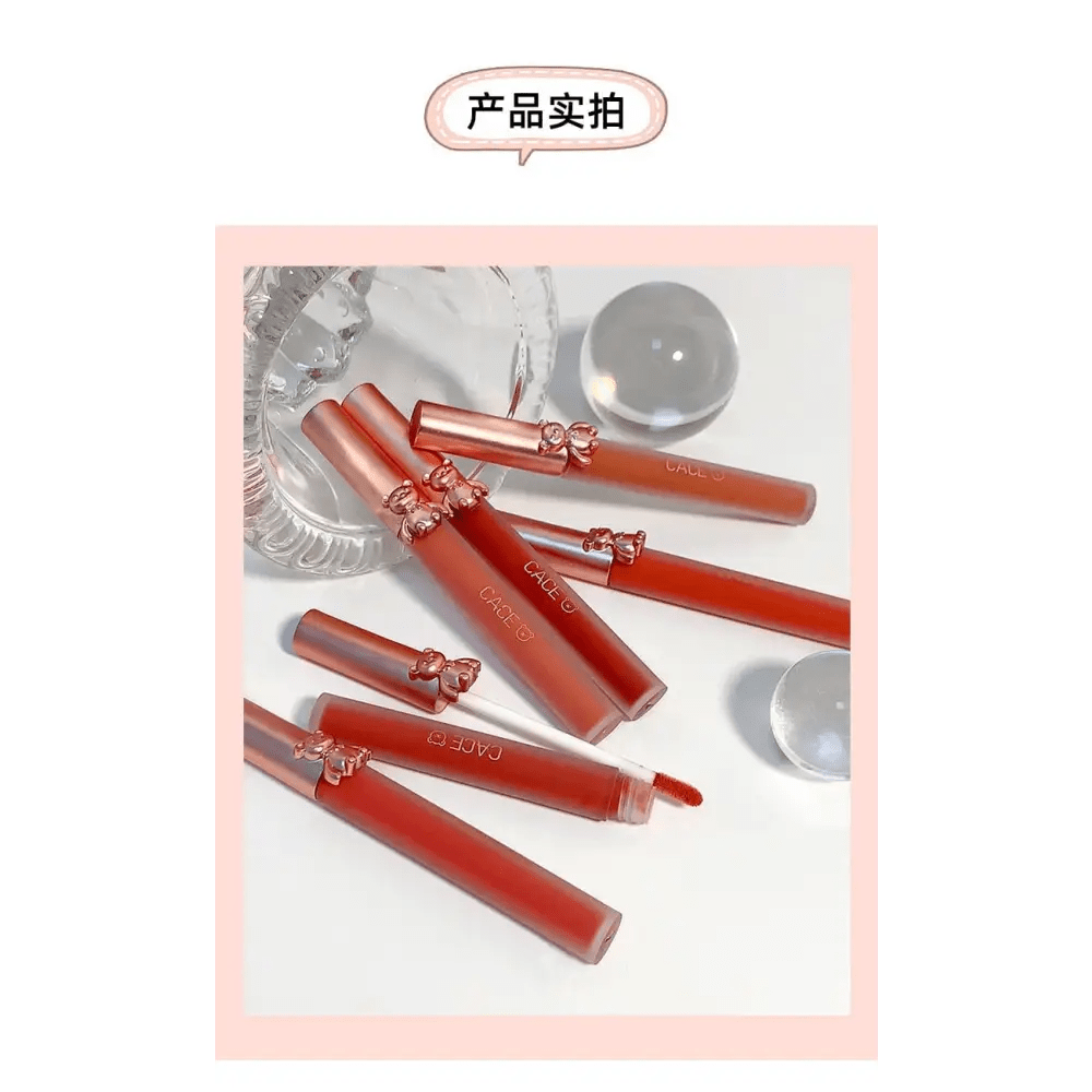 Matte Velvet Bear Liquid Lipstick in Adorable Rose Gold Packaging - Cosparty