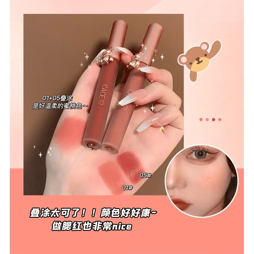 Matte Velvet Bear Liquid Lipstick in Adorable Rose Gold Packaging - Cosparty