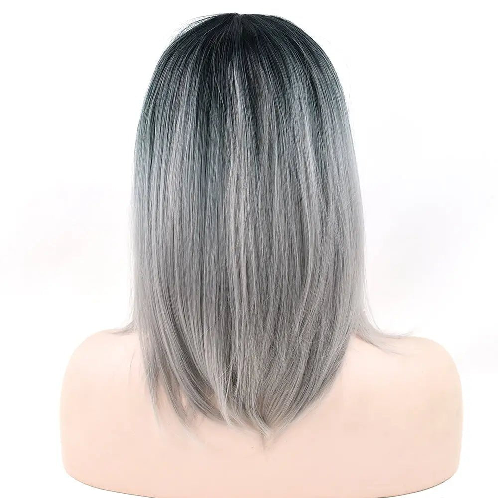Medium Length Ombre Long Bob Wig in Chic Colorful Style - Cosparty