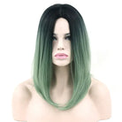 Medium Length Ombre Long Bob Wig in Chic Colorful Style - Green - Wig