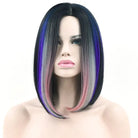 Medium Length Ombre Long Bob Wig in Chic Colorful Style - Multi Purple - Wig