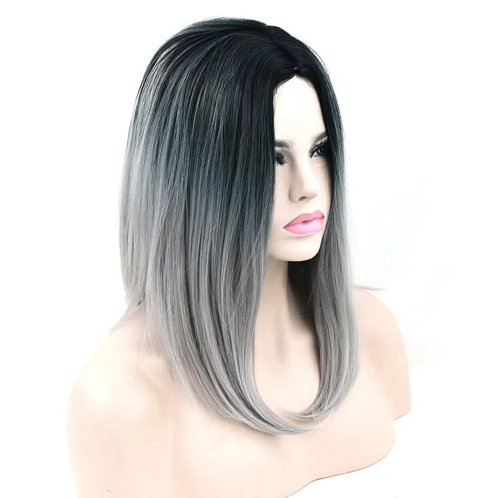 Medium Length Ombre Long Bob Wig in Chic Colorful Style - Cosparty
