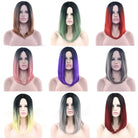 Medium Length Ombre Long Bob Wig in Chic Colorful Style - Wig