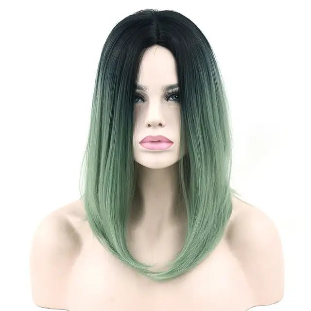 Medium Length Ombre Long Bob Wig in Chic Colorful Style - Cosparty