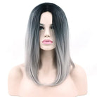 Medium Length Ombre Long Bob Wig in Chic Colorful Style - Light Grey - Wig