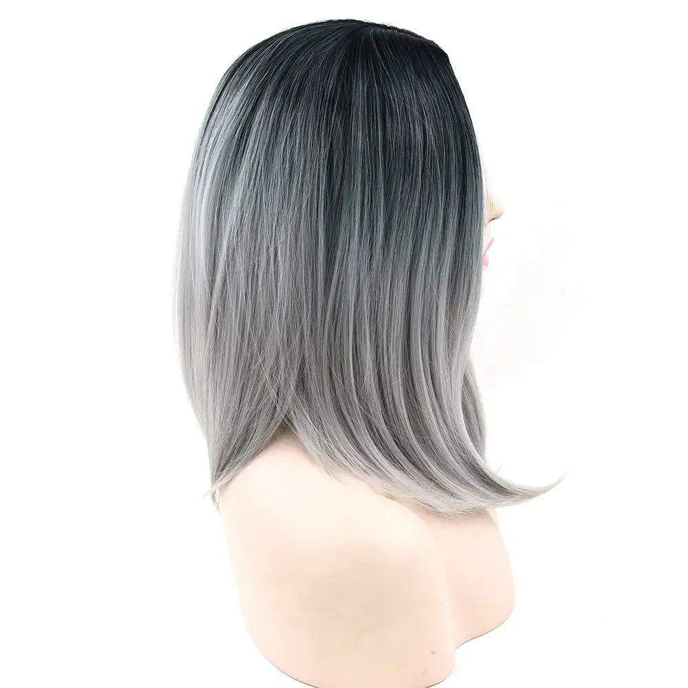 Medium Length Ombre Long Bob Wig in Chic Colorful Style - Wig