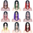 Medium Length Ombre Long Bob Wig in Chic Colorful Style - Cosparty