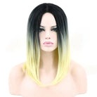 Medium Length Ombre Long Bob Wig in Chic Colorful Style - Yellow - Wig