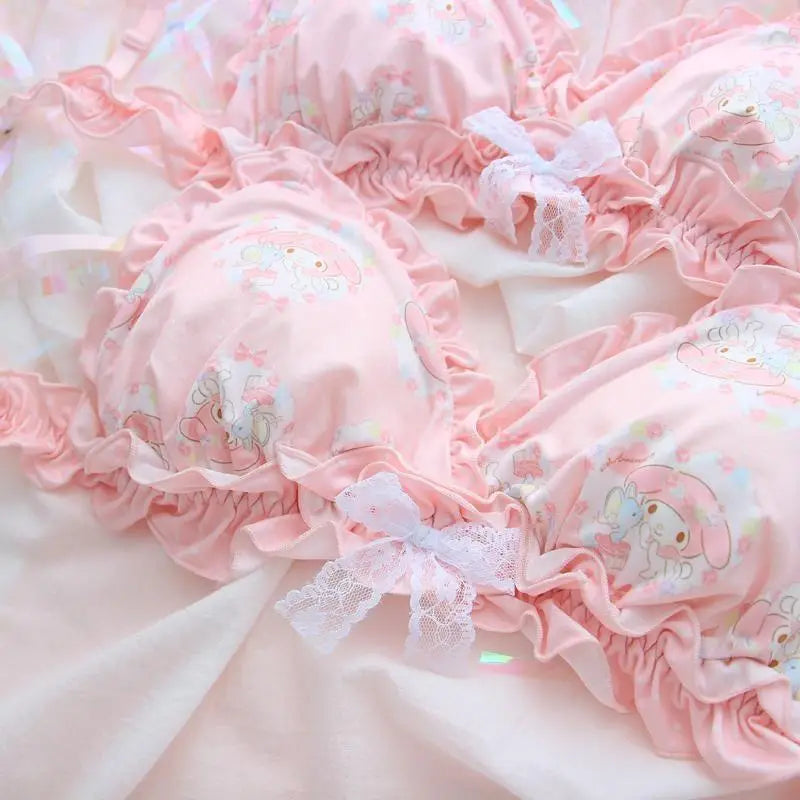 Melody Lingerie Set in Pastel Pink for Kawaii Cosplay Fun - lingerie