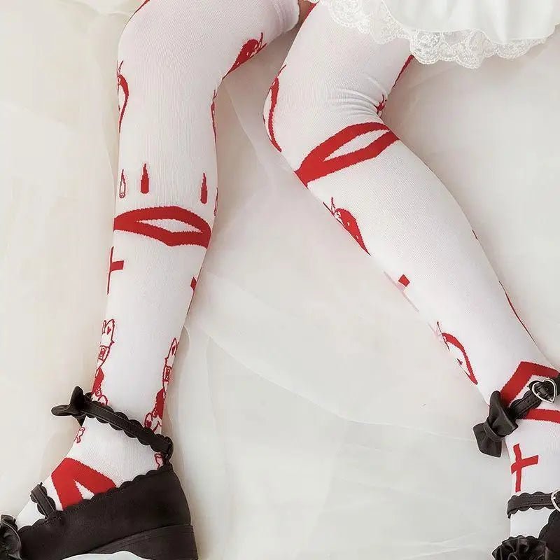 Menhera Strawberry Stockings for Kawaii and Littlespace Aesthetics - Cosparty