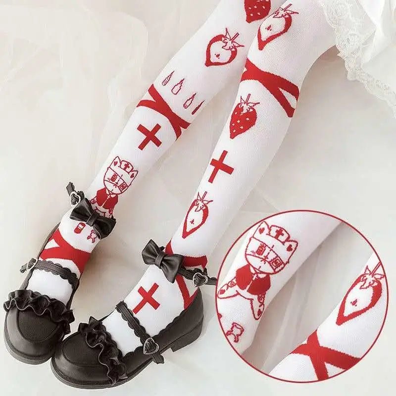 Menhera Strawberry Stockings for Kawaii and Littlespace Aesthetics - Cosparty