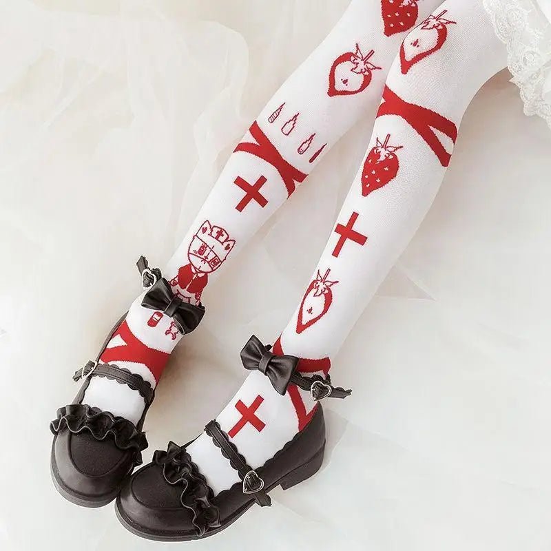 Menhera Strawberry Stockings for Kawaii and Littlespace Aesthetics - Cosparty