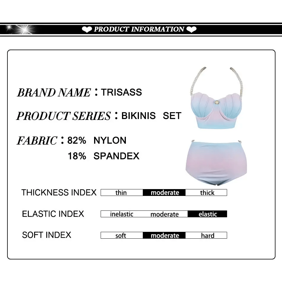 Mermaid Shell Bikini Set with Skirts and Pearl Accessories - Cosparty