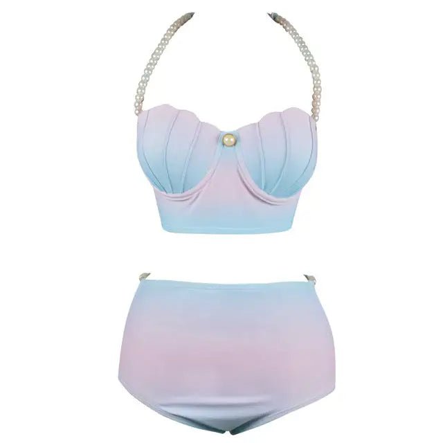 Mermaid Shell Bikini Set with Skirts and Pearl Accessories - Cosparty