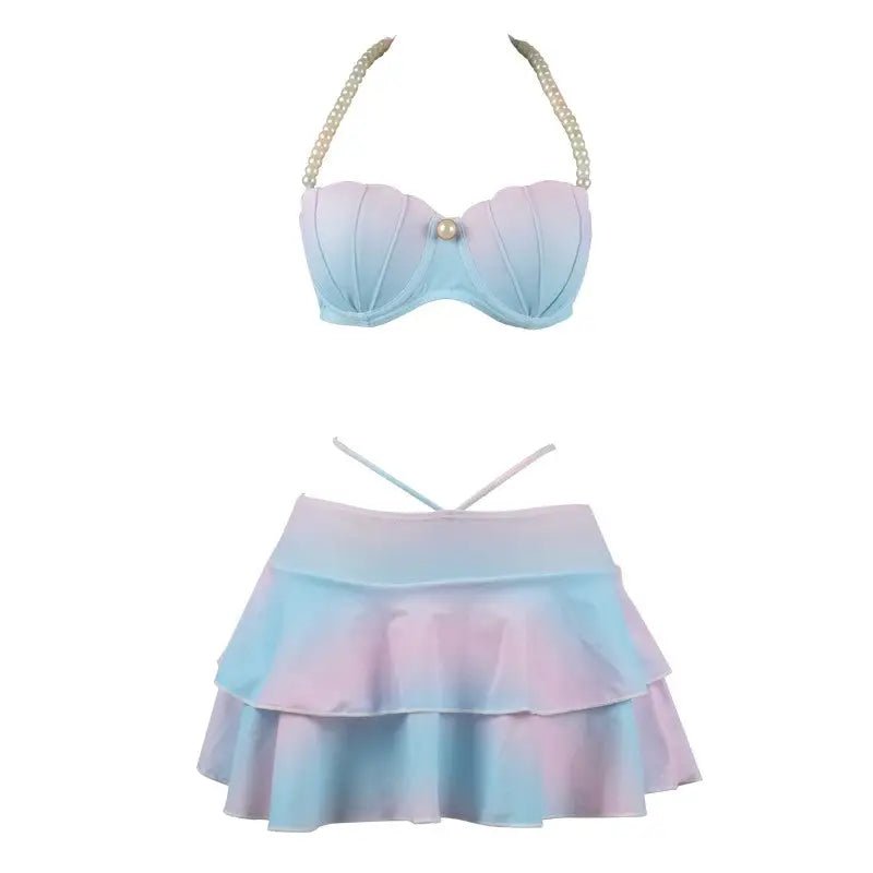 Mermaid Shell Bikini Set with Skirts and Pearl Accessories - Cosparty