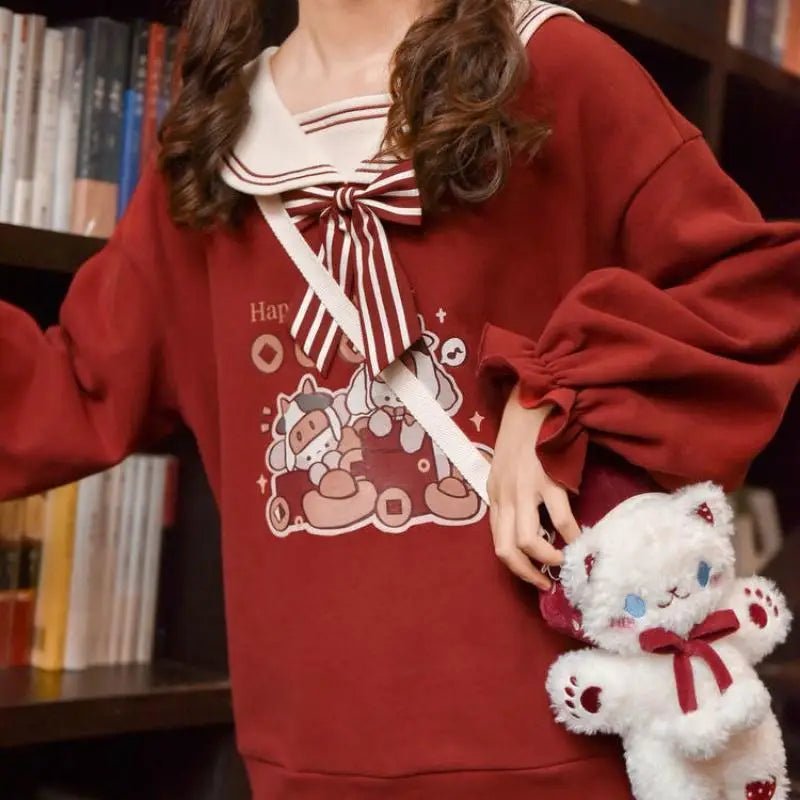 Merry Christmas Bear Crewneck Sweater for Chilly Holiday Weather - Cosparty