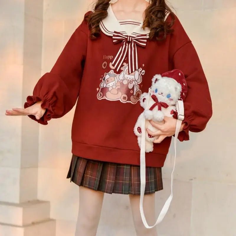 Merry Christmas Bear Crewneck Sweater for Chilly Holiday Weather - Cosparty