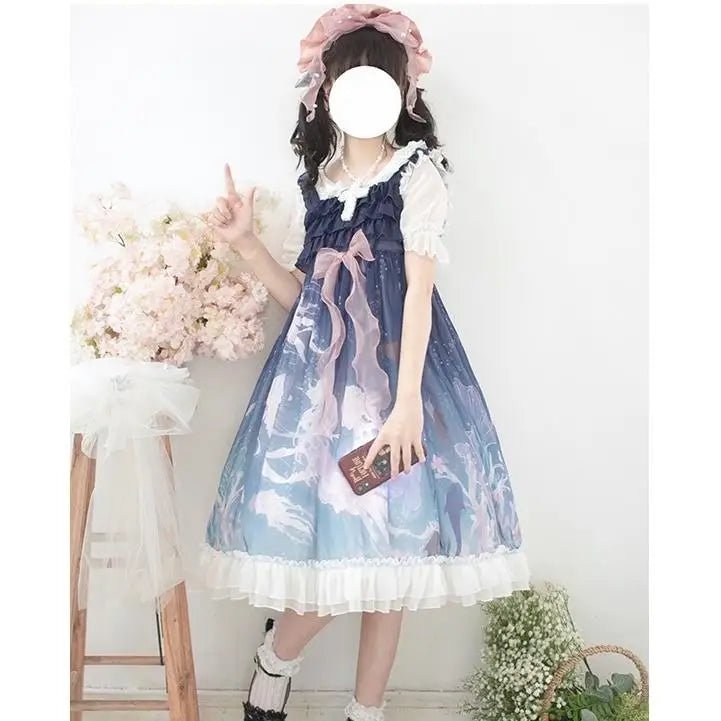 Midnight Blue Enchanted Ocean Lolita Dress for Little Princesses - Cosparty