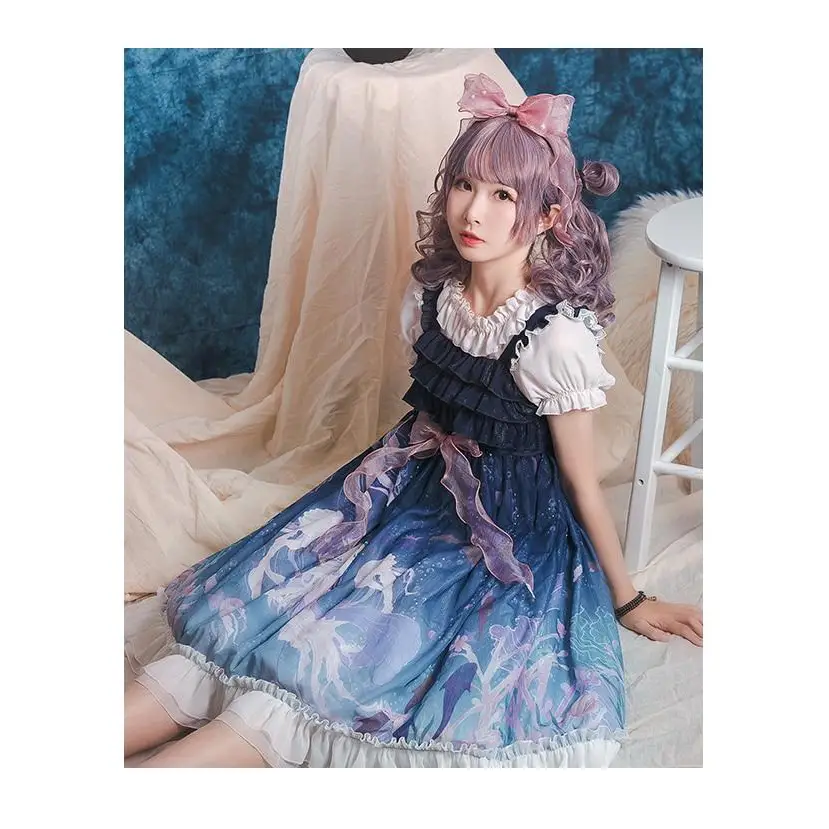 Midnight Blue Enchanted Ocean Lolita Dress for Little Princesses - lolita dress