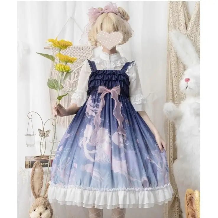 Midnight Blue Enchanted Ocean Lolita Dress for Little Princesses - Cosparty