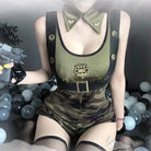 Military-Inspired Playful Lingerie Bodysuit Set - lingerie