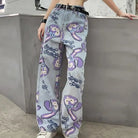 Milky Pastel Fairy Kei Patchwork Jeans with Frayed Edges - Cosparty