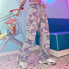 Milky Pastel Fairy Kei Patchwork Jeans with Frayed Edges - Cosparty