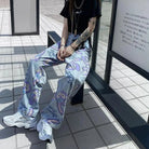 Milky Pastel Fairy Kei Patchwork Jeans with Frayed Edges - Cosparty