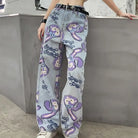 Milky Pastel Fairy Kei Patchwork Jeans with Frayed Edges - pants