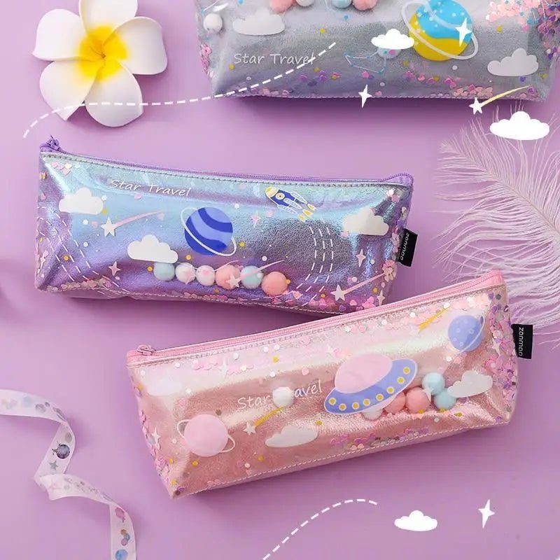 Milky Pastel Outer Space Pencil Cases for Galaxy Cosmetics - Cosparty