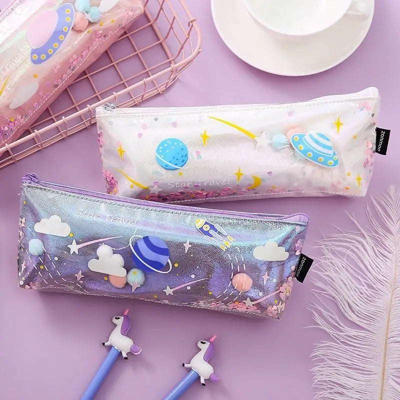 Milky Pastel Outer Space Pencil Cases for Galaxy Cosmetics - accessories