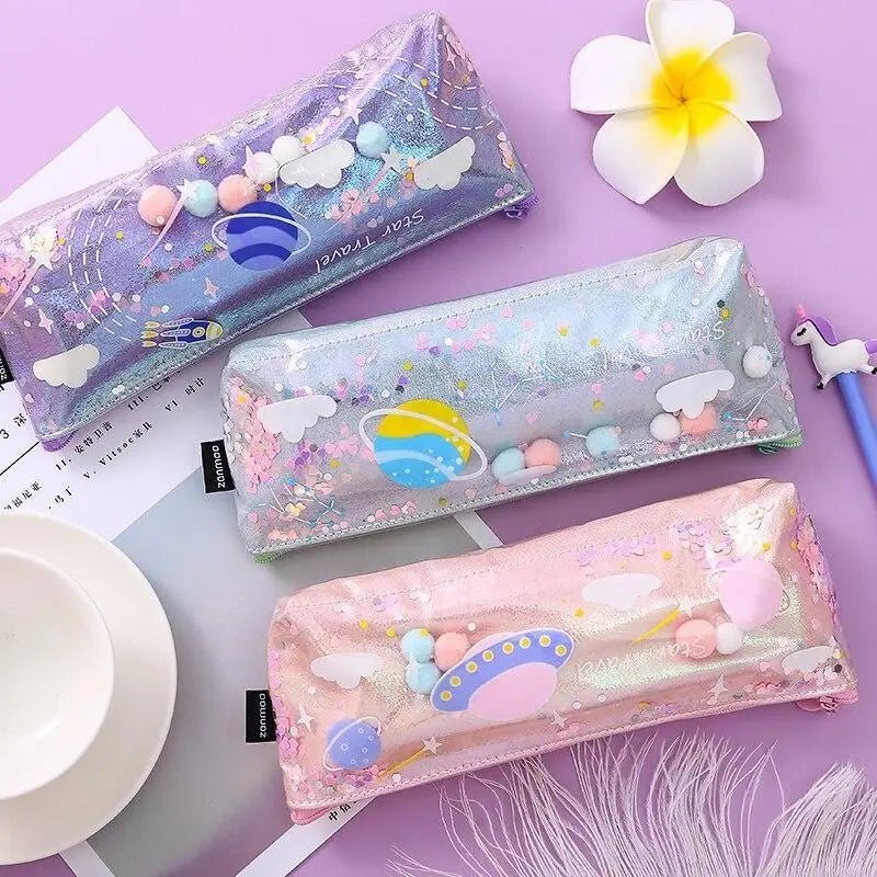 Milky Pastel Outer Space Pencil Cases for Galaxy Cosmetics - Cosparty