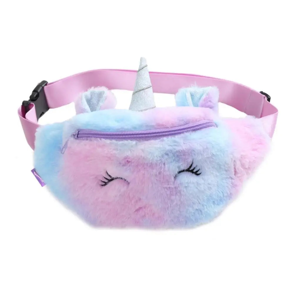 Fuzzy Unicorn Fanny Packs - Purple - purse