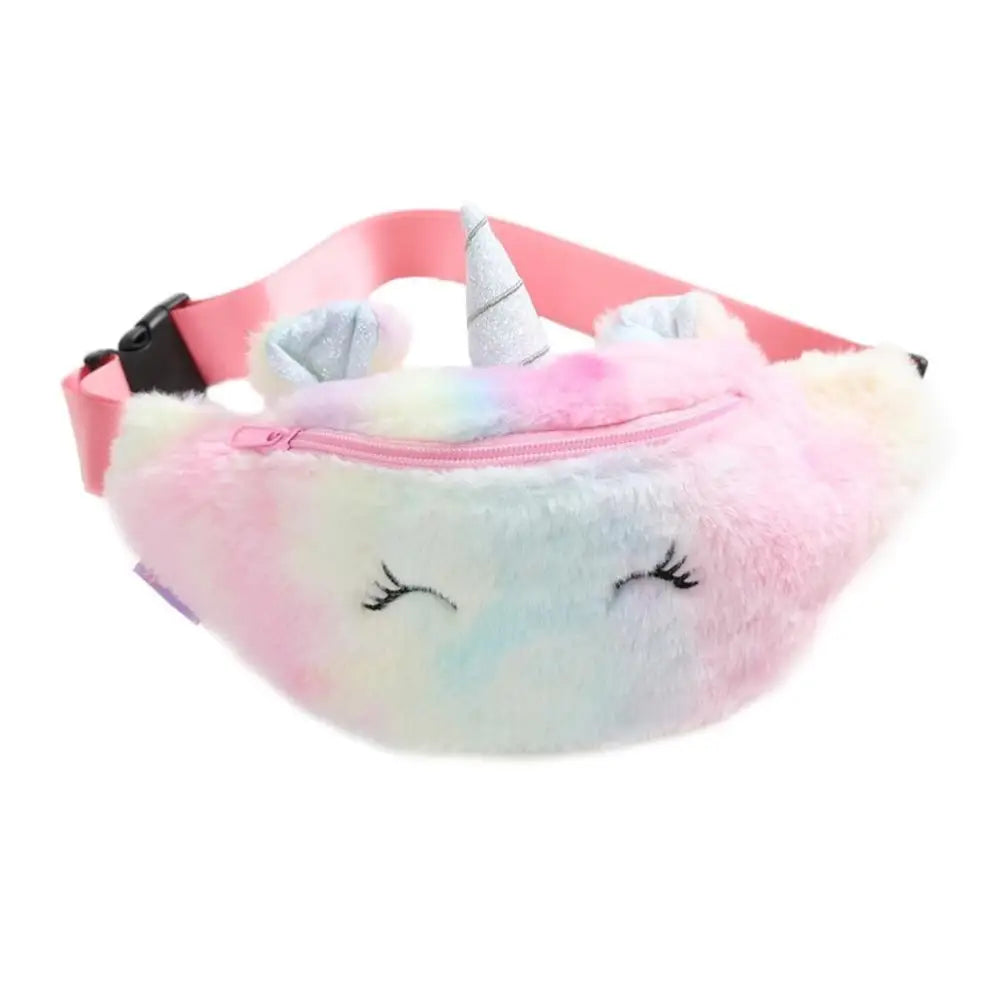 Fuzzy Unicorn Fanny Packs - Pink - purse