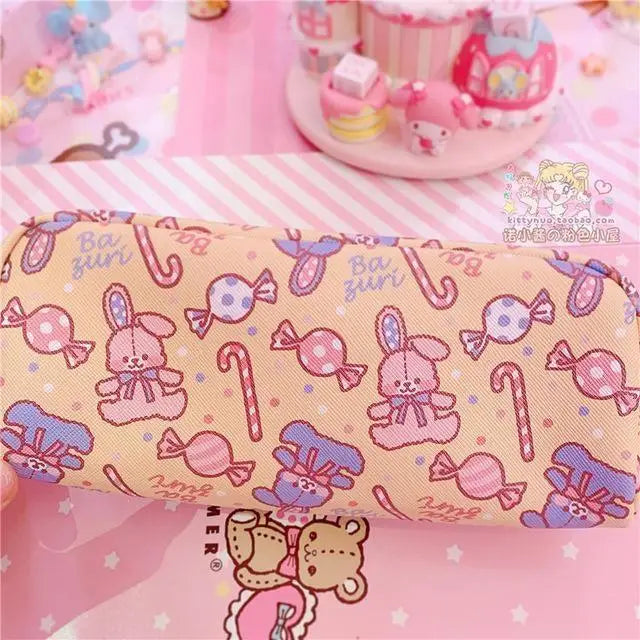 Milky Pastel Strawberry Bunny Rabbit Cosmetic Bag in Stock - cosmetic bag