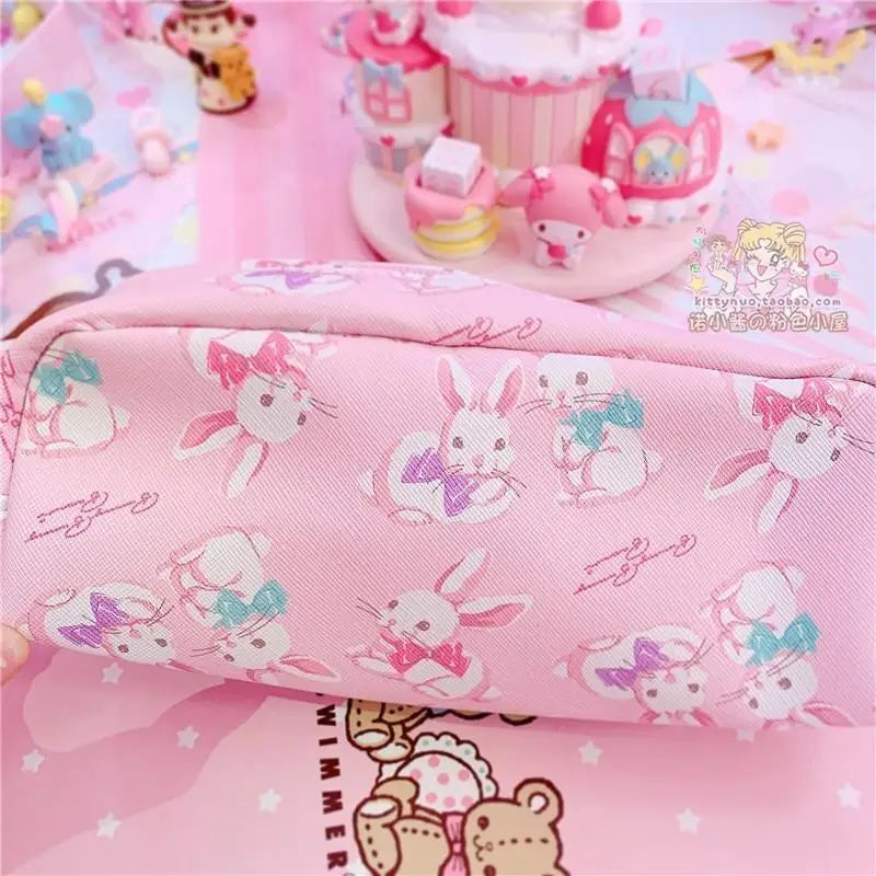 Milky Pastel Strawberry Bunny Rabbit Cosmetic Bag in Stock - cosmetic bag