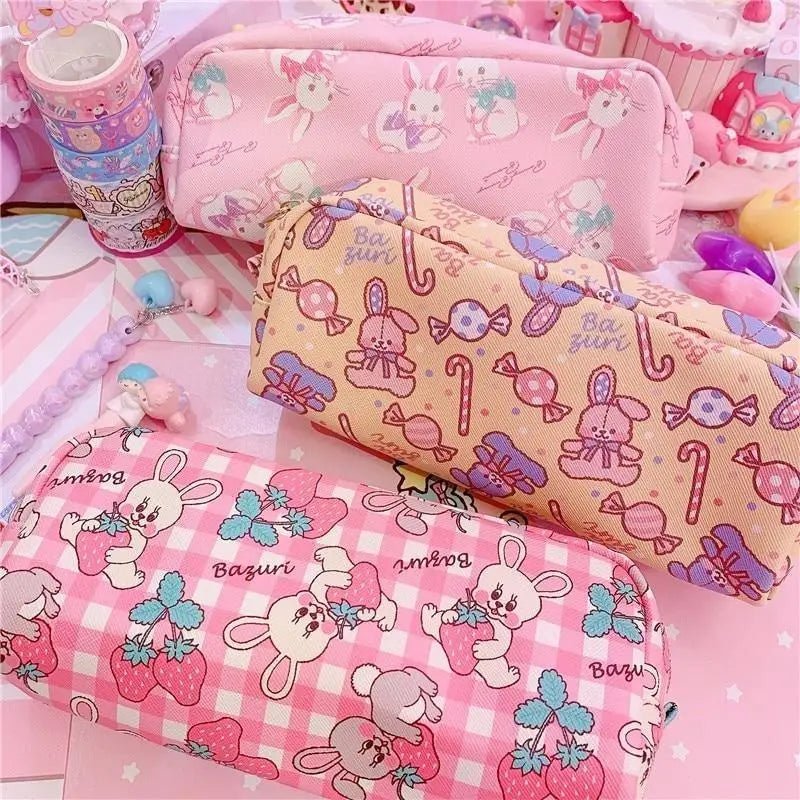 Milky Pastel Strawberry Bunny Rabbit Cosmetic Bag in Stock - Cosparty