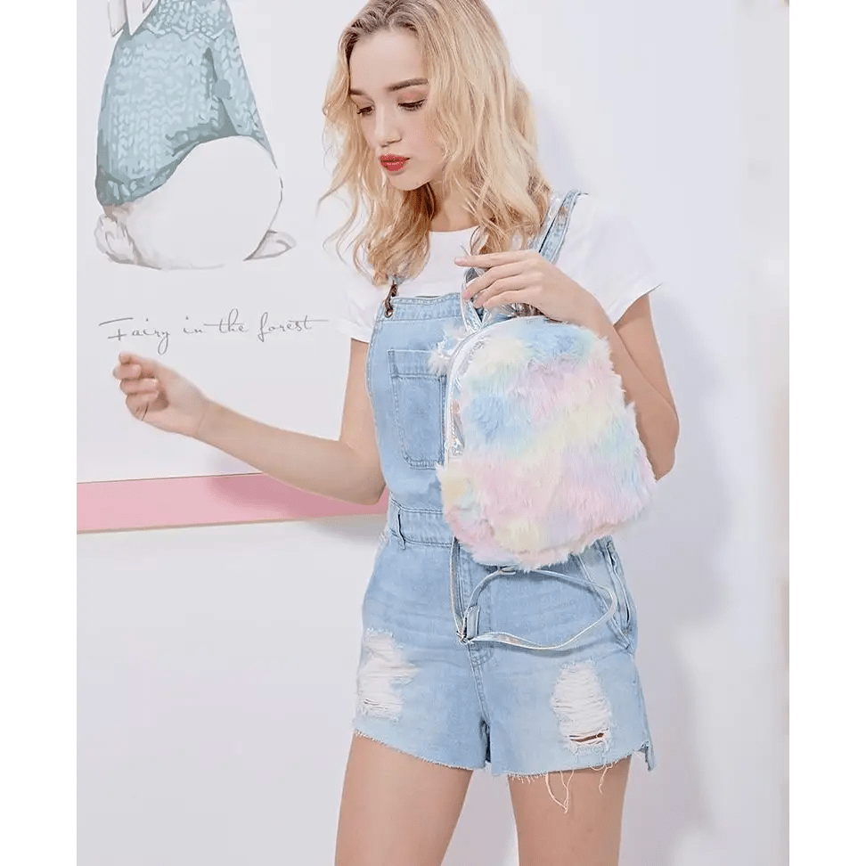 Milky Pastel Unicorn Backpack in Luxurious Vegan Fur New Condition - Cosparty