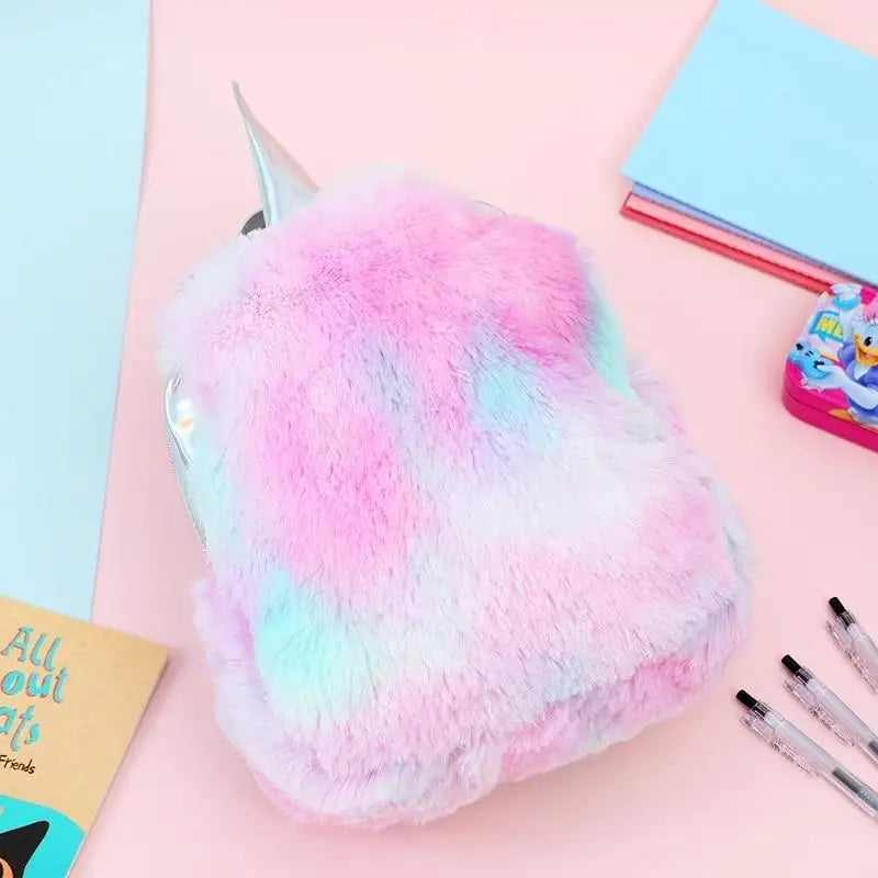 Milky Pastel Unicorn Backpack in Luxurious Vegan Fur New Condition - backpack