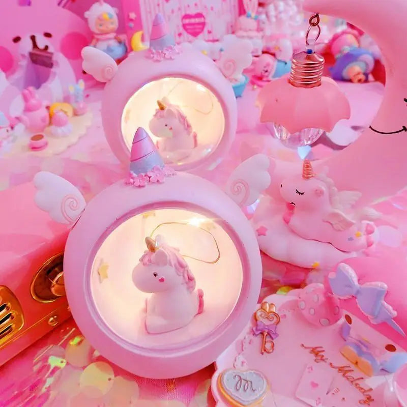 Milky Pastel Unicorn Globe Night Light for Dreamy Bedrooms - light