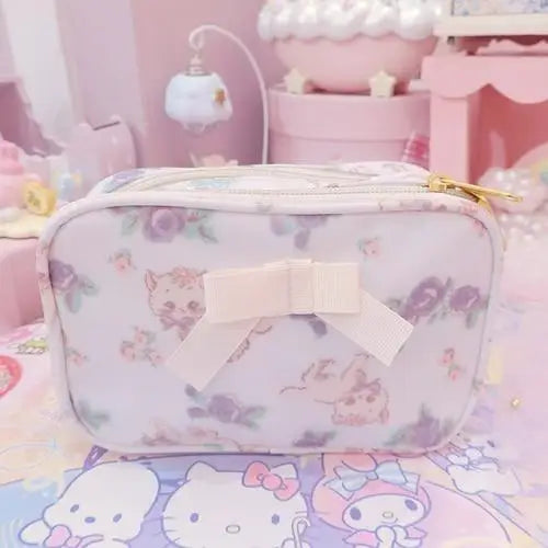 Smol Unicorn Cosmetic Bag - Square White - storage