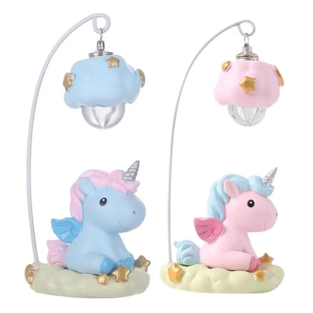 Milky Pastel Unicorn Night Light with Crescent Moon and Clouds - lamp