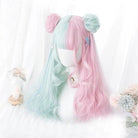 Mint Green and Pastel Pink Long Wavy Lolita Wig - Cosparty