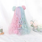 Mint Green and Pastel Pink Long Wavy Lolita Wig - Cosparty