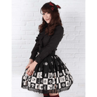 Monochrome Checkerboard Lolita Skirt Inspired by Blackjack and Chess - Cosparty