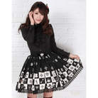 Monochrome Checkerboard Lolita Skirt Inspired by Blackjack and Chess - Cosparty