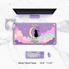 Moon Magic Neko Gaming Mousepad with Pastel Goth Cat Design - Cosparty